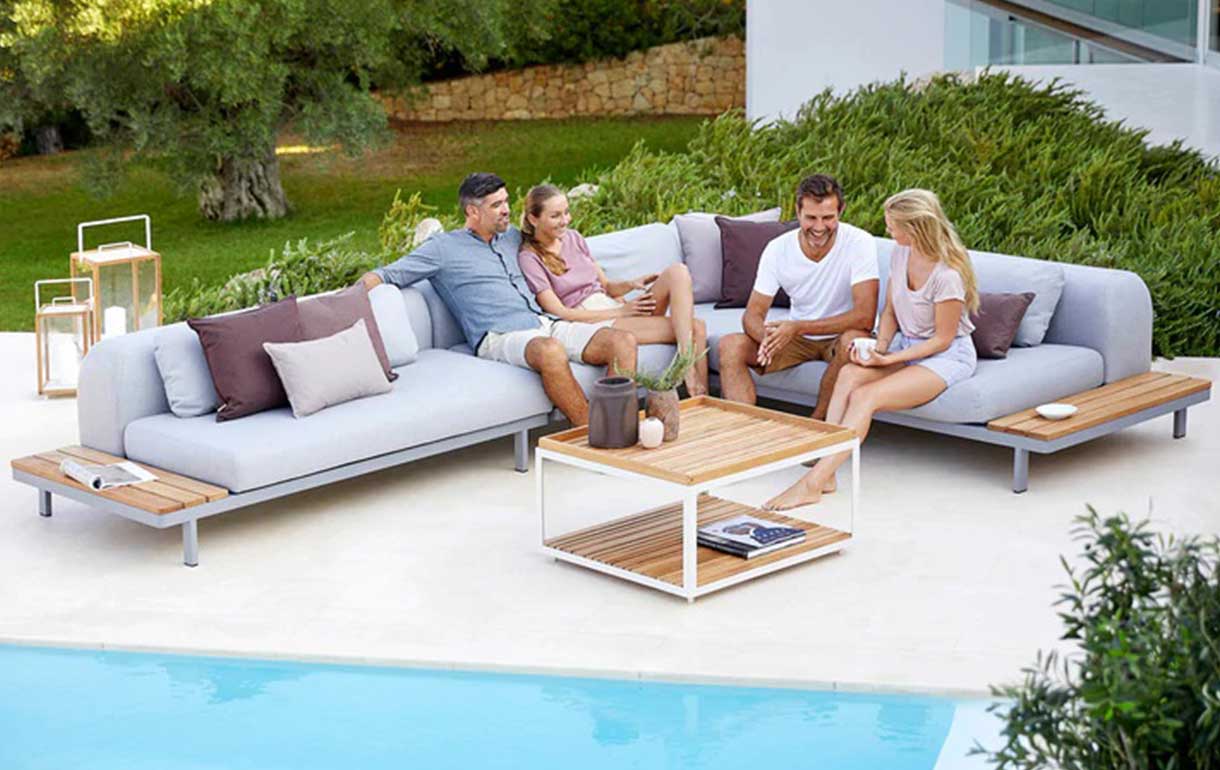 Cane-Line Space upholstered large garden corner sofa