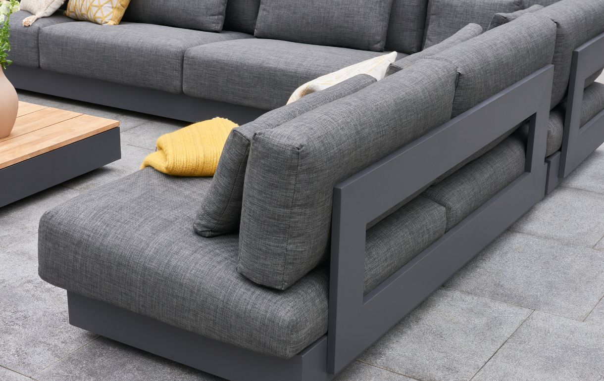 Grey Aluminium Corner Garden Sofa Set