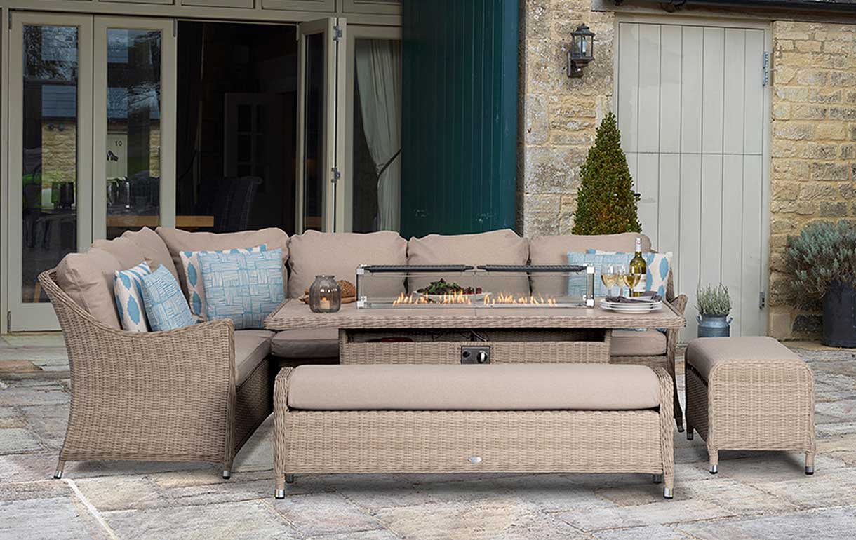 Monterey sandstone rectangle firepit set