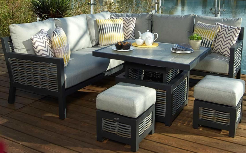 Bramblecrest Portofino mini adjustable corner garden table set raised