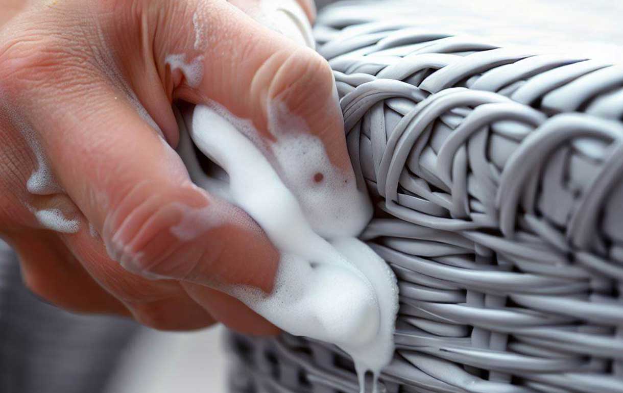 Cleaning Rattan with Warm Soapy Water