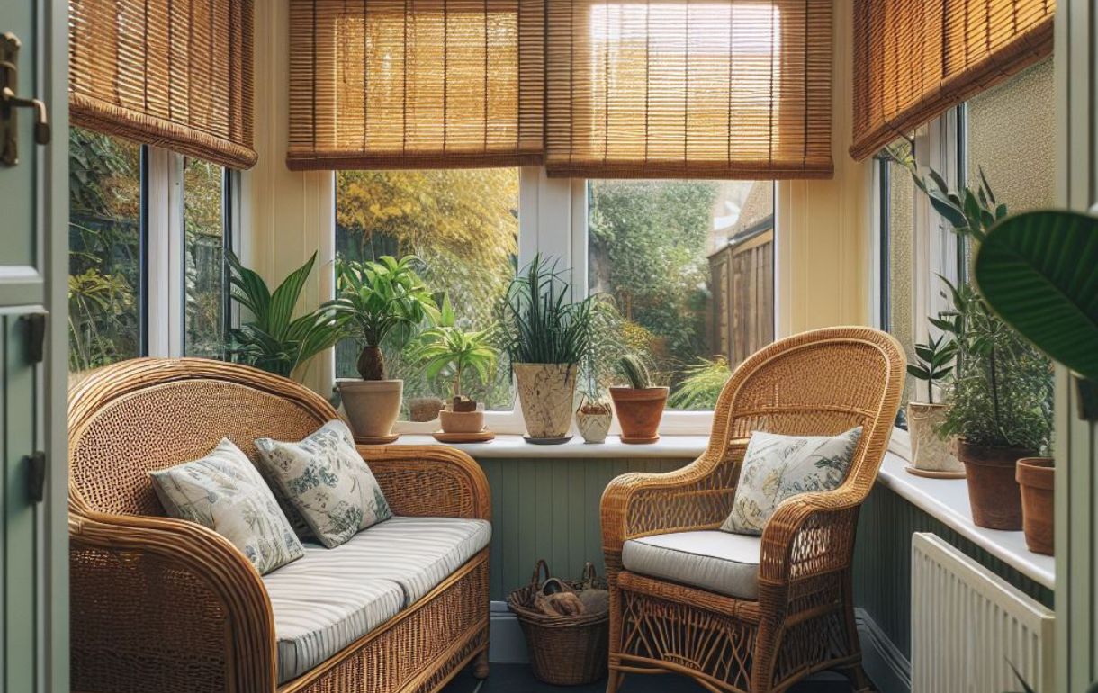Conservatory furniture with blinds