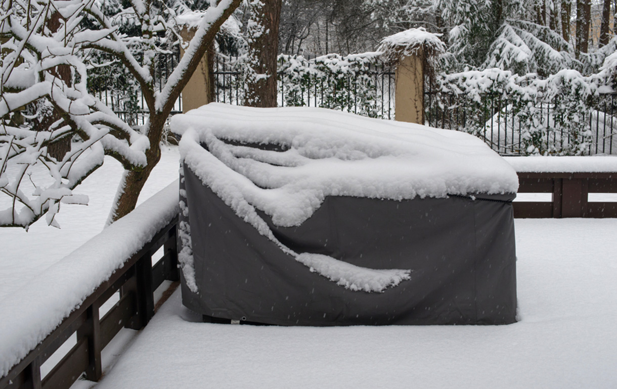 Outdoor furniture in the snow