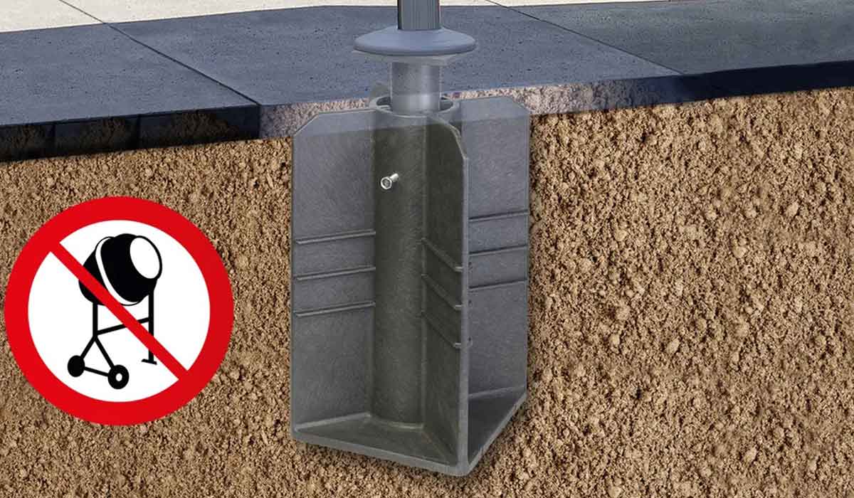 Diagram of an in-ground parasol base