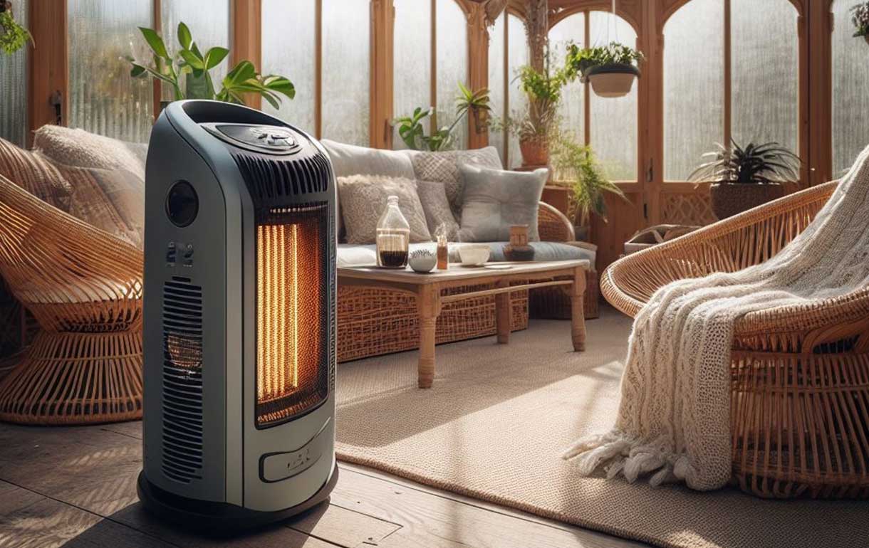 Portable indoor heater in a conservatory