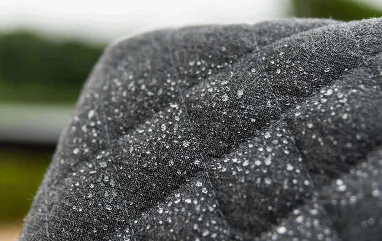 Fabric garden furniture in the rain