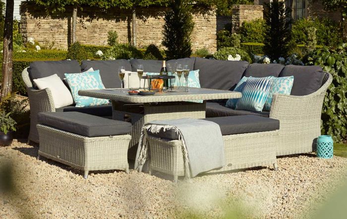 Monterey corner firepit dining set