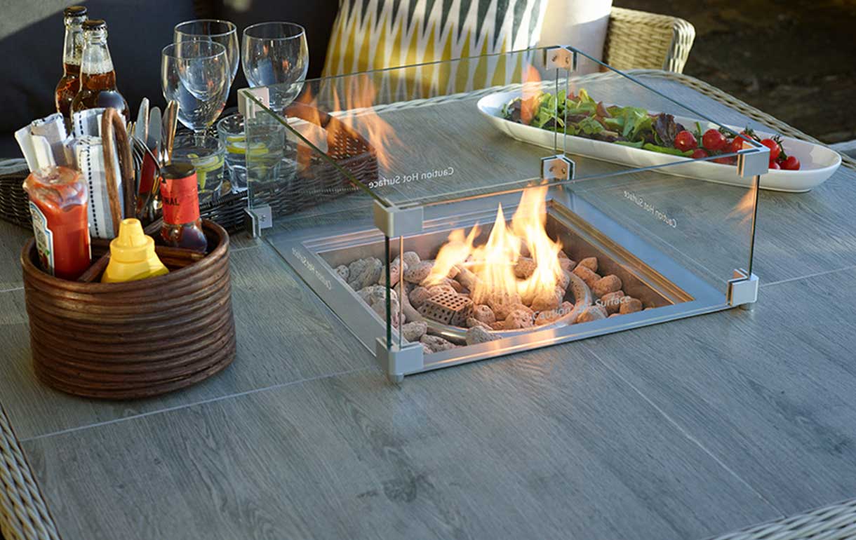 Close up of a firepit table