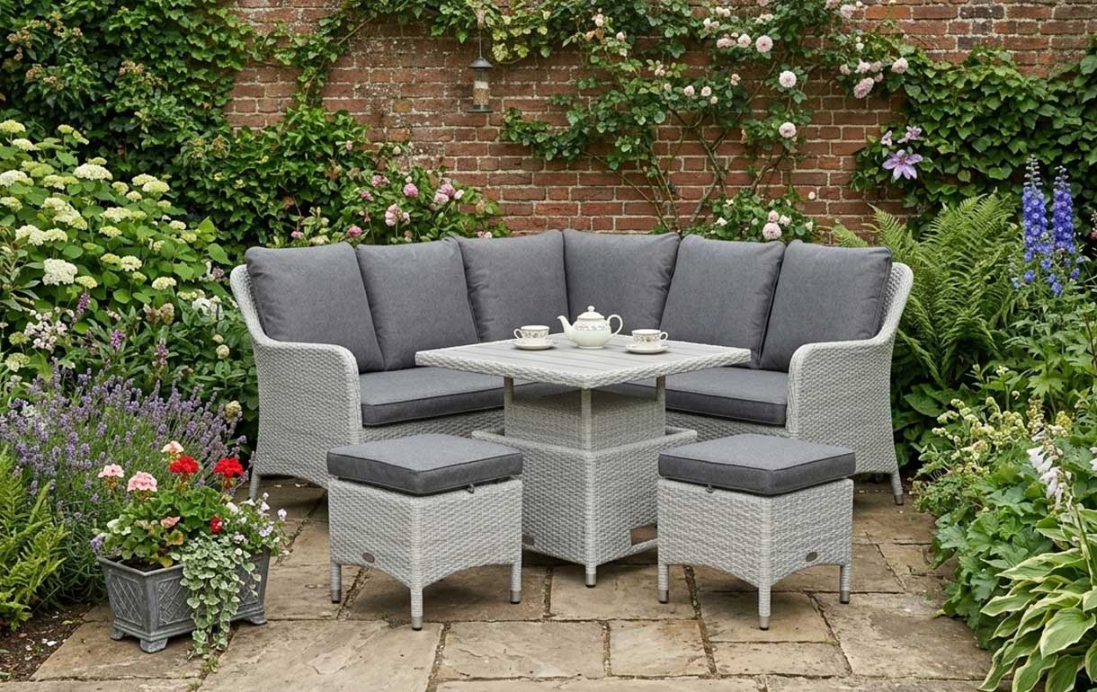 Small corner sofa set with small dining table