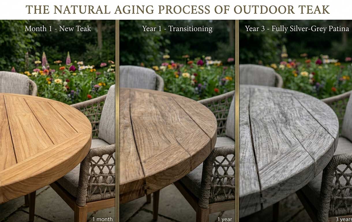 The natural aging process of teak